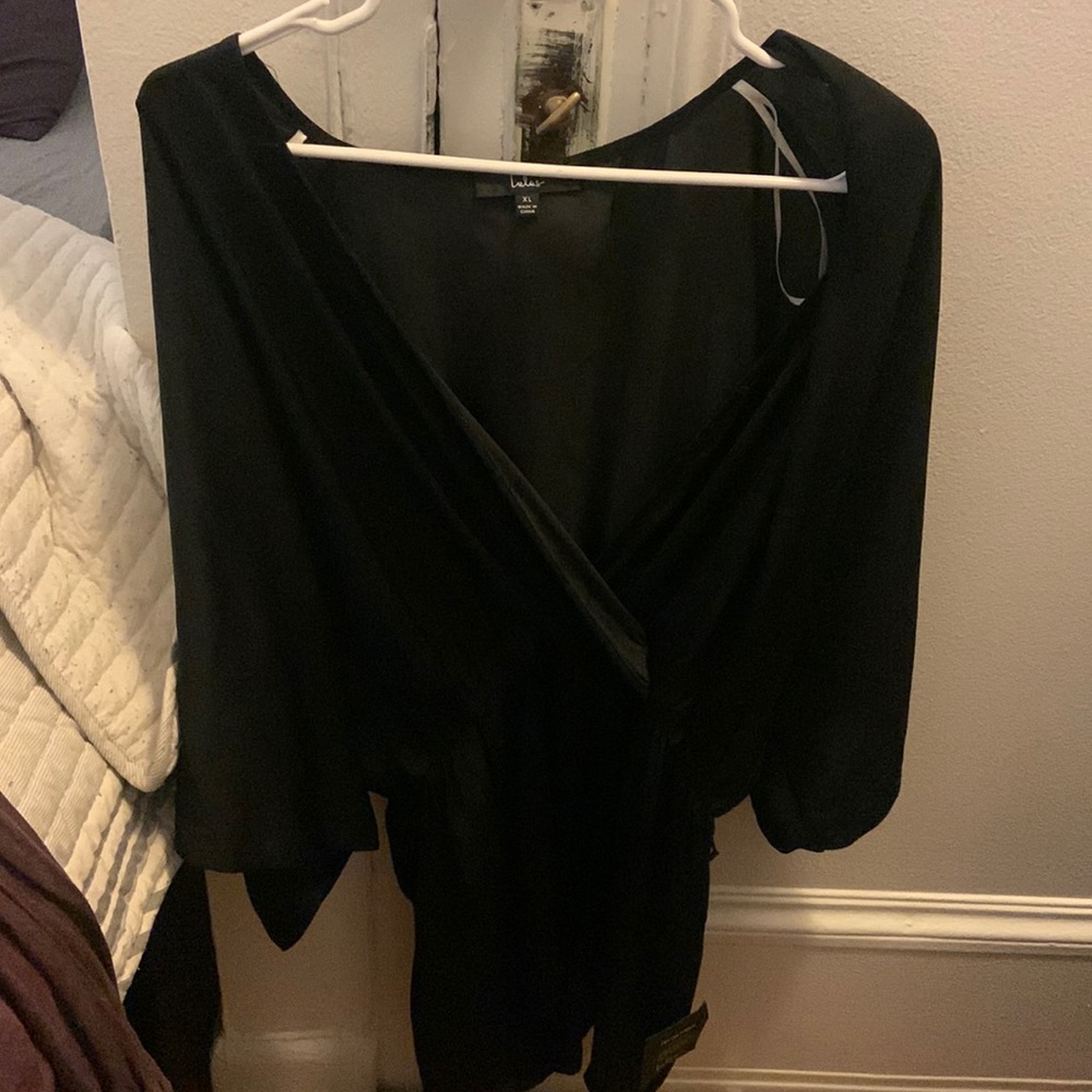 Brand New With Tags Never Worn Black Silk Romper